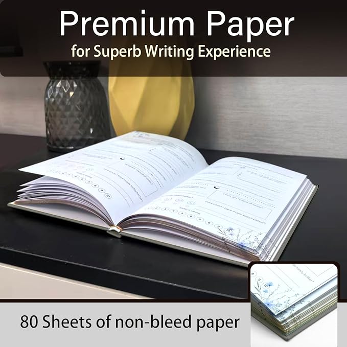 Gratitude Journal with 6 Inspirational Stickers and Pencil, Daily Reflection Journal for More Happiness, Mindfulness & Affirmation, Self Care Journals for Women & Men,Grey