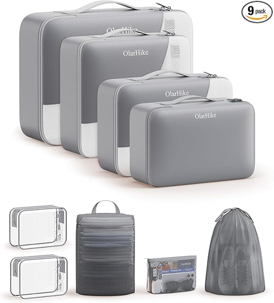 9 Set Packing Cubes for Travel, Gifts for Women Mom,Anti-Tearing Suitcase Organizer,OlarHike Vacation Essentials & Accessories for Cruise Ship