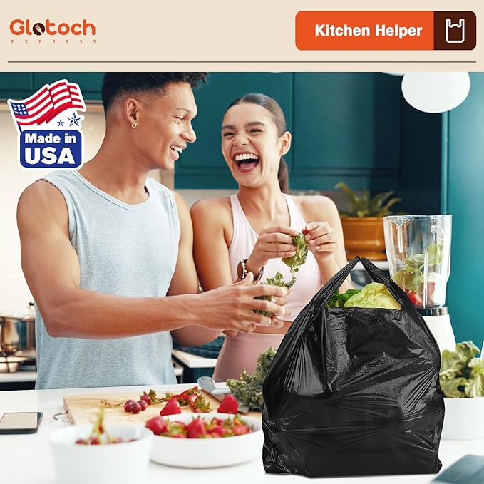 Glotoch 1000 Count Plastic T-shirt Bags Plain Black, 11.5 x 6.5 x 21" Grocery Shopping Bags with Handles for Restaurant, Retail, Takeout, Convenience Stores, Kitchen Trash, in Bulk for Small Business