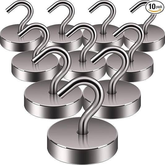 Neosmuk Magnetic Hooks, Cruise Ship Essentials, 80lb+ Heavy Duty Magnetic Hooks for Cruise Cabins, Refrigerator, Grill, Hanging, and Travel | Extra Strong Must-Haves Magnet Hook,Brown