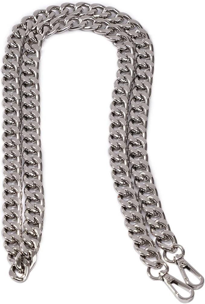 Medium Size Fabulous Metal Shoulder Crossbody Purse Strap Replacement Bag Chain Accessories (48‘’, Silver)