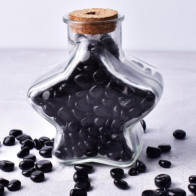 Polished Obsidian Crystals - 72 pcs, 0.5" Handpicked Tumbled Gemstones Rocks, Pebbles for Reiki, Chakra, Healing, Home Decor