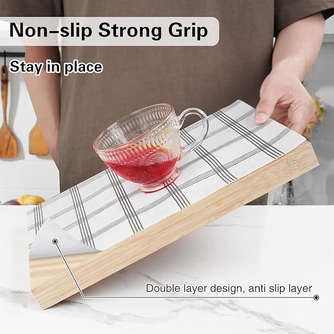 Drawer and Shelf Liner for Kitchen Cabinet,Non-Adhesive Cabinet Liner 12in x 10FT,Waterproof Shelf Paper Non-Slip Mats Cupboard Liners Contact Protect Dresser/Shelves/Table-White Stripes