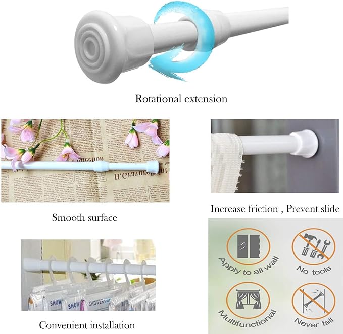 2 Pack Small Tension Rods 12 in to 20 Curtain Rods Window Rods in Extendable Width Spring Cupboard Bars for Kitchen Utensils, Closet, and Cabinet, Fit in The Spaces to Stay Up
