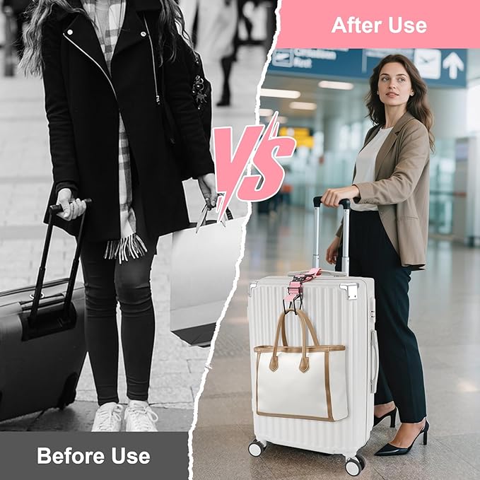 J Hook for Luggage Strap, Luggage Hook Strap Flight Attendant with Hands Free, Adjustable Luggage Hook for Carry on Bag