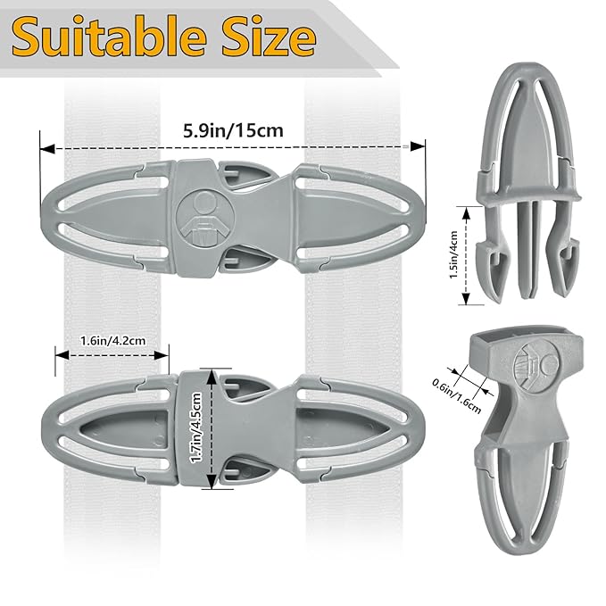 Child Car Seat Chest Harness Clip Universal Replacement for Kids, Toddler, Stroller 1 Piece, Grey,Oval (6.89 X 3.98 X 0.87 inches)