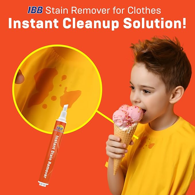 IBB Powerful Stain Remover for Clothes, Instant Spot Cleaning for All Laundry Tough Stains, Travel-Friendly & Portable Stain Remover Pen, Effective Stain Sticks (1 Count (Pack of 5))