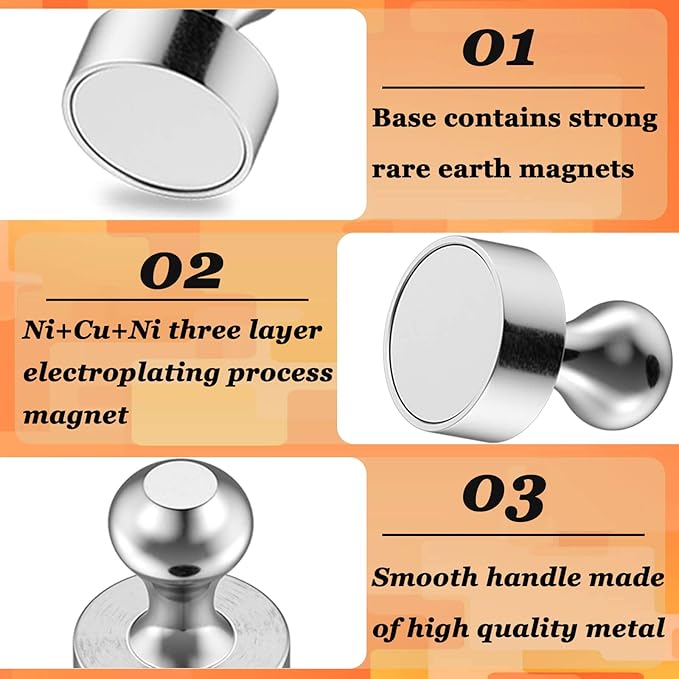 25Pcs Strong Fridge Magnets, Refrigerator Magnets for Whiteboard, Magnetic Push Pins Small Whiteboard Magnets for Classroom, Magnetic Decorative Magnets, Locker Accessories and Dry Erase Magnets