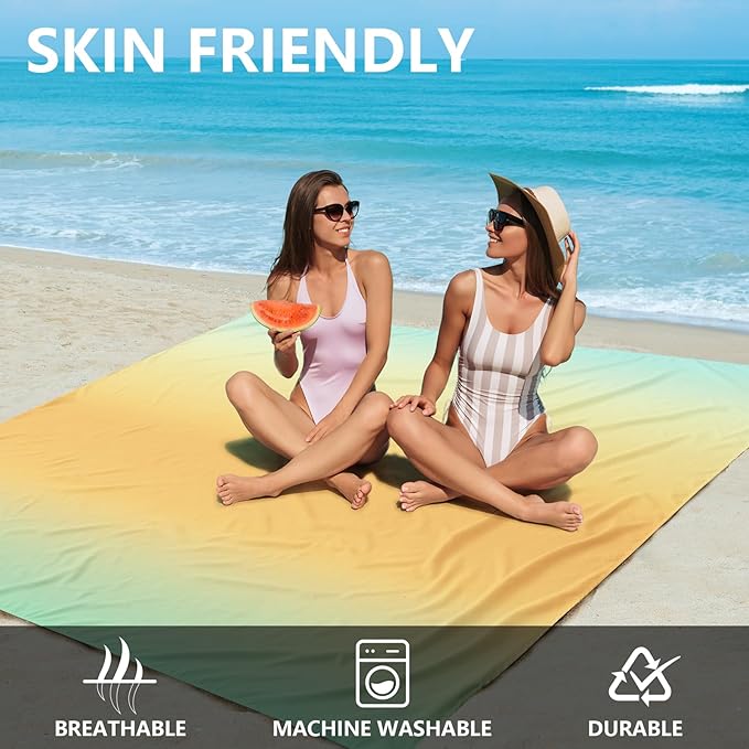 Beach Blanket Waterproof Sandproof Beach Mat 79" X 83"/10'x9' for 2-8 Adults Quick Drying Outdoor Picnic Mat Beach Accessories for Travel, Camping, Hiking