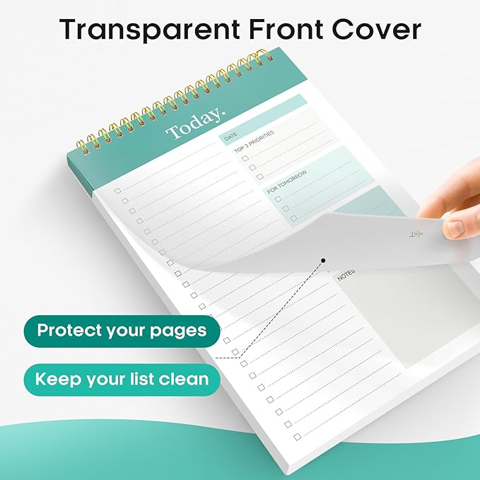Taja To Do List Notepad - To Do List Notebook for Work with 52 Sheets, 9.8" x 6.5", Undated Daily Planner Perfect for Daily Tasks and Goal Setting, Notepad Suitable for Office, Home & School - Greenery Sway