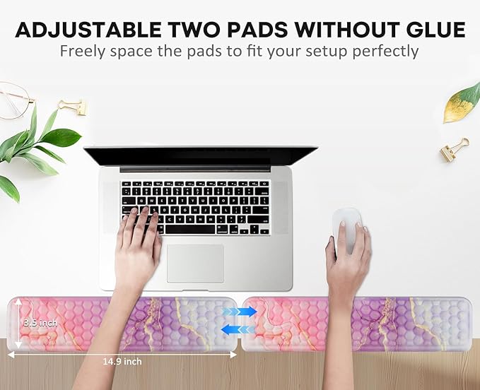JIKIOU L-Shaped Desk Elbow Pad for Desk 2 Pack, Soft Memory Foam Elbow Support Padding with Non-Slip Base, Easy Typing Pain Relief Comfort for Office Work Gaming Marble Pink