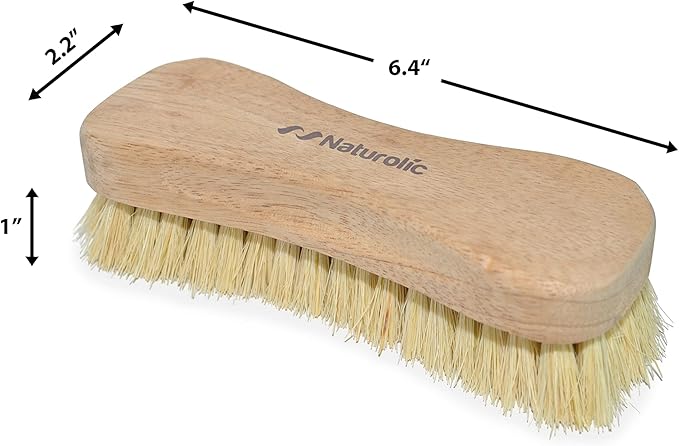 Naturolic All-Natural Wooden Scrub Brush Set | Wooden Handle | Tampico and Palmyra bristles | Eco Friendly Cleaning Products | Pack of 2