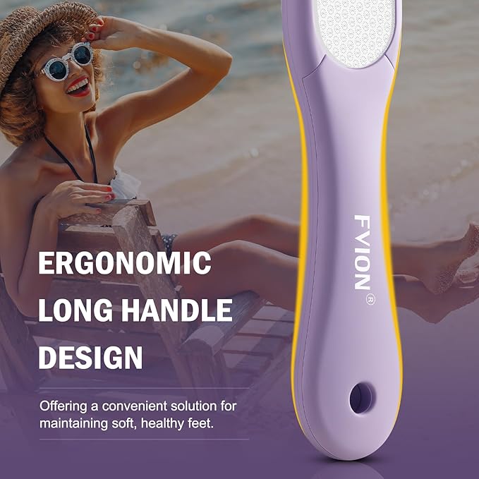 FVION Double-Sided Nano Glass Foot File for Callus Remover - Highly Effective Hard and Dead Skin Remover for Cracked Heels and Dry Skin (Purple)