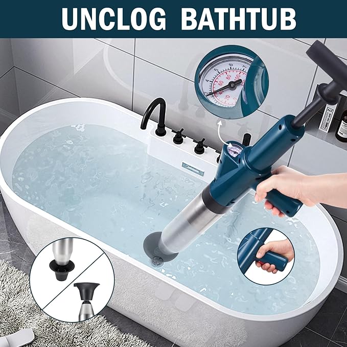 High Pressure Air Toilet Plunger, Plunge Blaster Unclogger Tool for Toilet clearning,Drain unclogging/Bathtub unclog,Remove Sewer Blockage