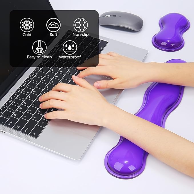 ABRONDA Gel Wrist Rest for Keyboard and Mouse, Keyboard Wrist Rest, Mouse Wrist Support, Pain Relief, Cool Touch, Non-Skid, Mouse Wrist Pad
