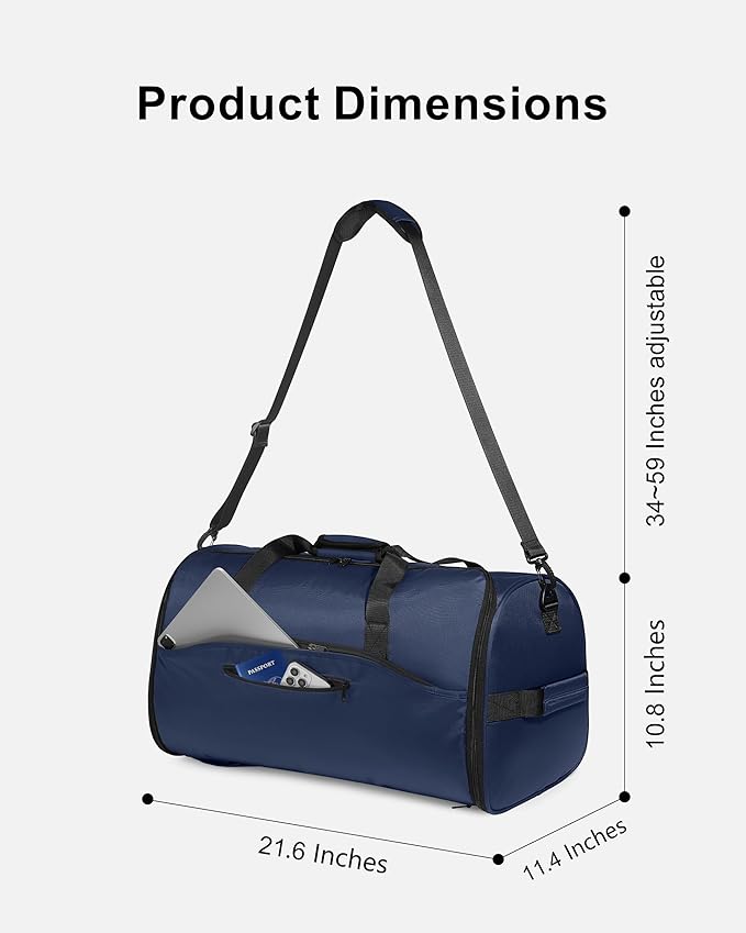 NPBAG Convertible Garment Duffle Bags for Travel - Carry on Garment Bag, Suit Bag for Men & Women, 3 in 1 Foldable Travel Duffle Backpack with Shoulder Strap (Blue)