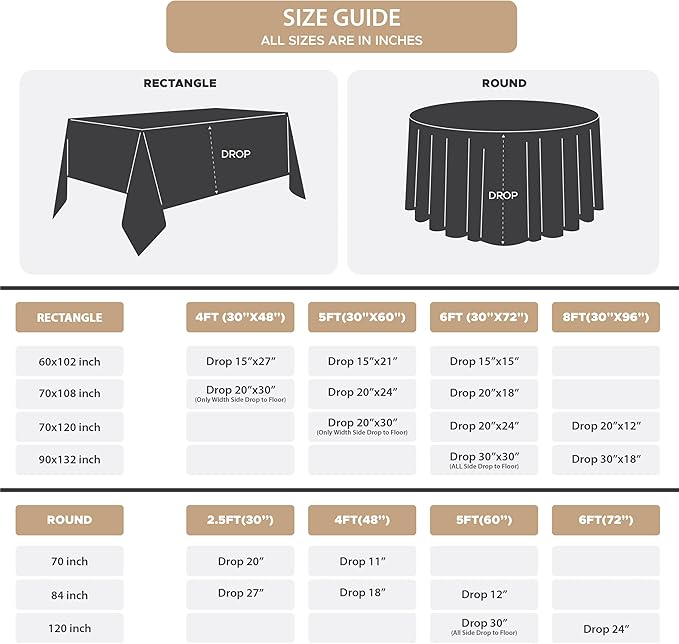Fitable 8 Pack Table Cloth Rectangle Table: Stain and Wrinkle Resistant Tablecloth Rectangular, Washable Polyester Tablecloths for Wedding Party Dining Banquet Event Catering(Ivory, 70x120 Inch)