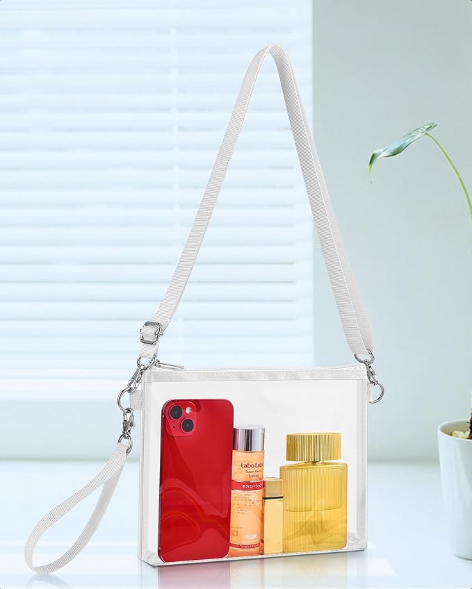 Bagenius Clear Bag for Stadium Events, Clear Purse with Detachable Strap, Sports fan Handbag Purses for Game Day and Concert