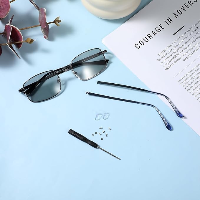 1 Pair Universal Glasses Repair Kit with Screws & Screwdriver Arm Replacement Eyeglass Screws Repair Kit Eye Fixing Screwdriver Eyeglasses Screw Legs Replacement Parts(Blue)
