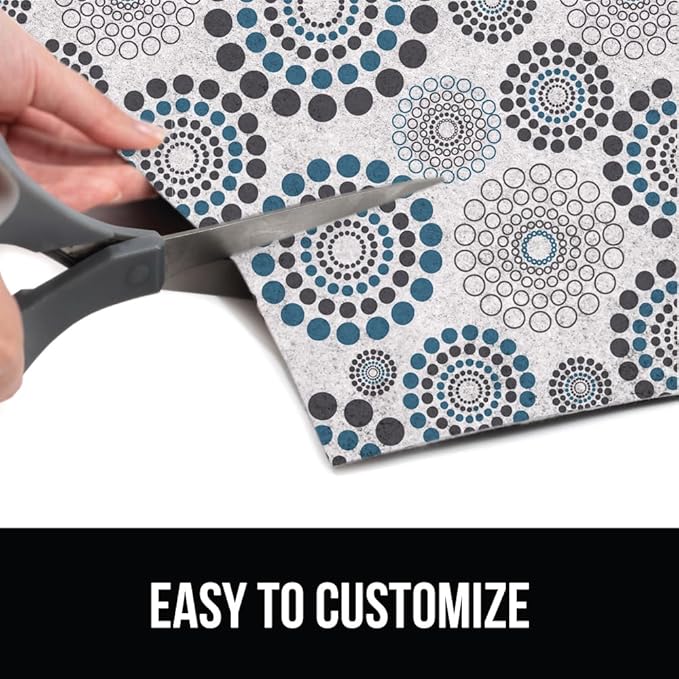 GORILLA GRIP LeakGuard Non-Adhesive Under Sink Mat for Kitchen Cabinet, 24x50, Waterproof Quick Dry Shelf Liner, Durable Absorbent Felt Mats for Bathroom Sink, Cabinets, Dresser, Spiral Gray Turquoise