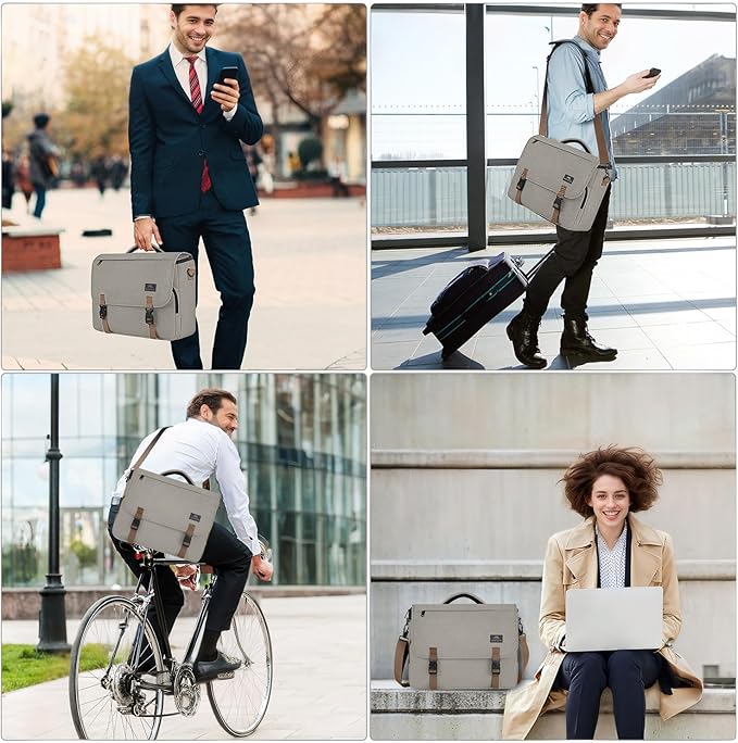 MATEIN Messenger Bag for Men, Briefcases Lightweight Men's Laptop Bag 15.6 inch Water Resistant Crossbody Satchel Computer Work Office Case with Shoulder Strap, Brown