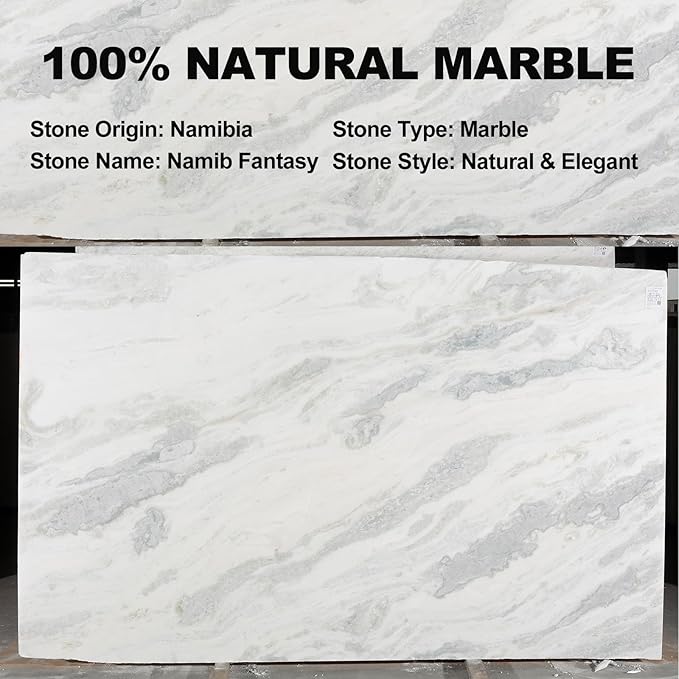 Koville African Genuine Marble Paper Towel Holder Countertop, Metal Rod 6" Marble Base Paper Towel Holder Stand for Kitchen Organization and Storage, Fit for Standard Size Rolls