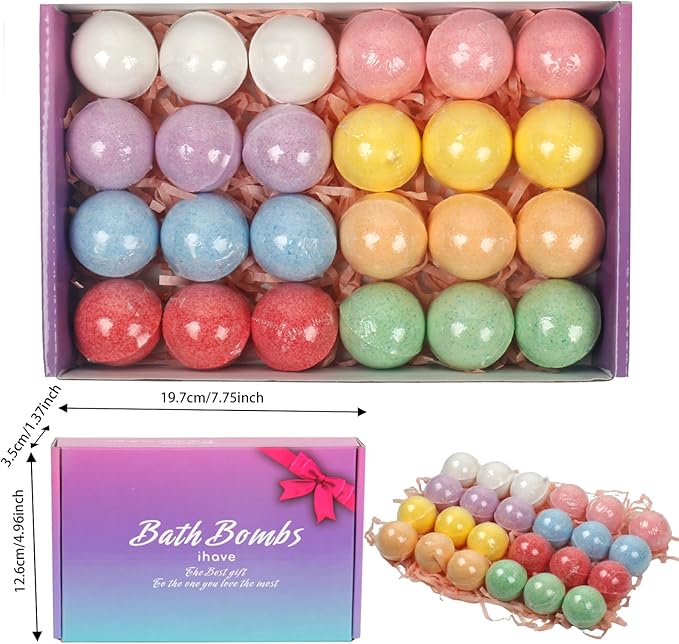 iHave Bath Bombs, 24 Pcs BathBombs Gifts for Women - Perfect Bubble Bath Gift Set for Boys and Girls