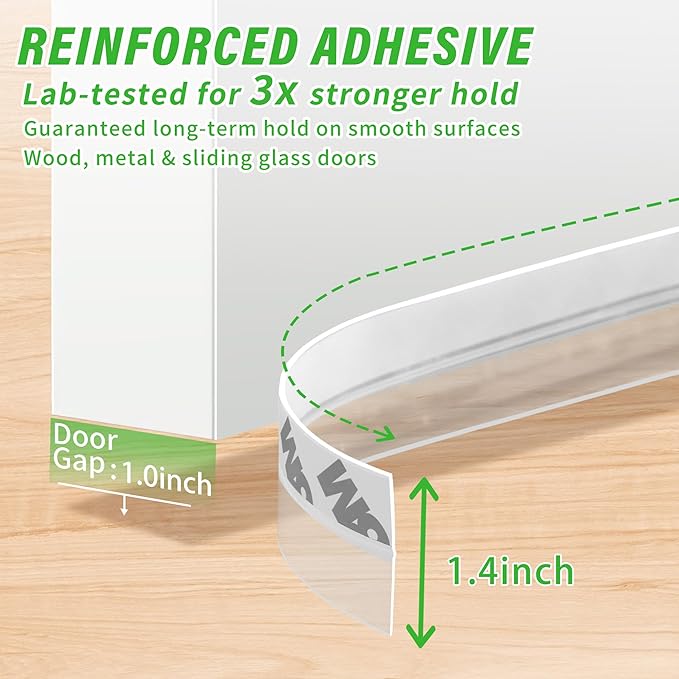 Weather Stripping Door Seal – 33ft Flexible Silicone, Strong Adhesive, Seals Medium Gaps for Winter Cold Draft Protection and Energy Efficiency
