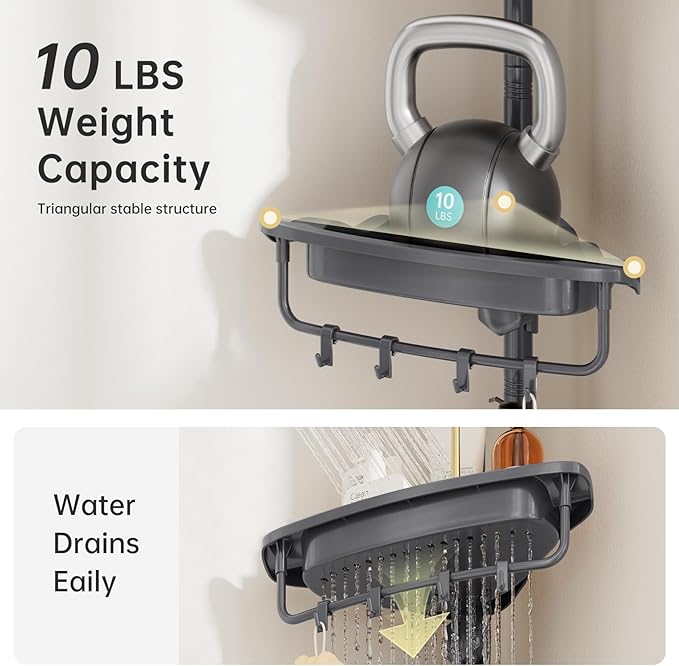 Sturdy Shower Caddy - 4 Tier Adjustable Organizer, Rustproof Stainless Steel, 32-122 Inch