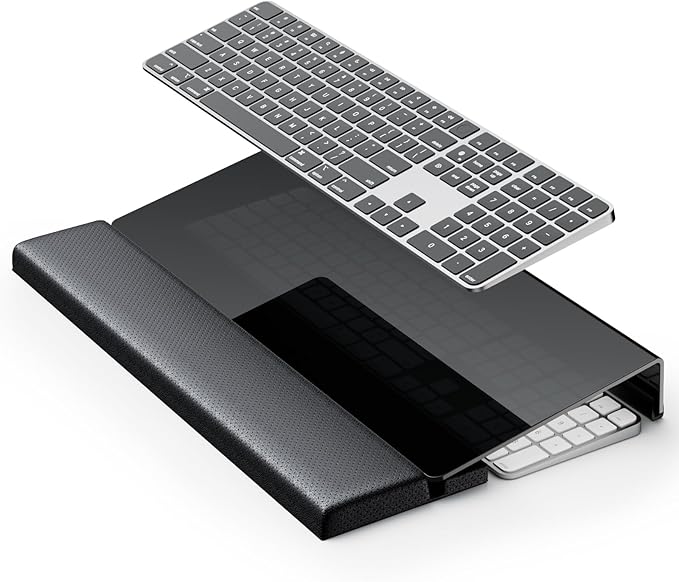 Computer Keyboard Stand Acrylic Tilted Keyboard Holder for Easy Ergonomic Typing&Working,Yikola 3-Level Height Adjustment Keyboard Riser with Wrist Rest for Keyboard,Keyboard Storage for Office-Black