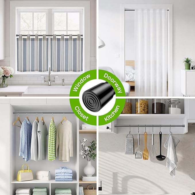 Spring Tension Rods 26-39 Inches Adjustable Black No Drill Spring Loaded Curtain Rod Small Short Tension Curtain Rod Expandable Tension Rod for Windows, Kitchen, Doorway, Bathroom, Cupboard Bars