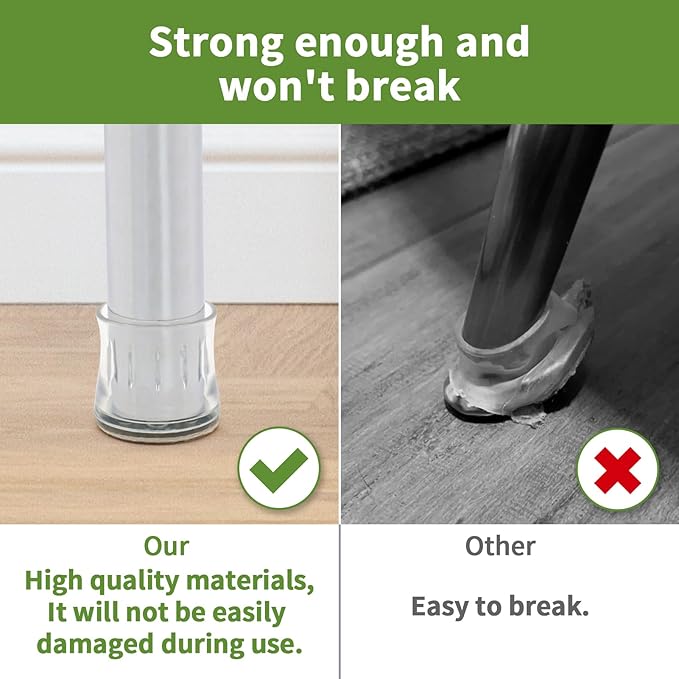 COVERCORNER 32PCS Chair Leg Floor Protectors, Chair Leg Protectors for Hardwood Floors, Furniture Pads for Hardwood Floors, Chair Socks Universal L Clear Fit 1.00"-1.18"