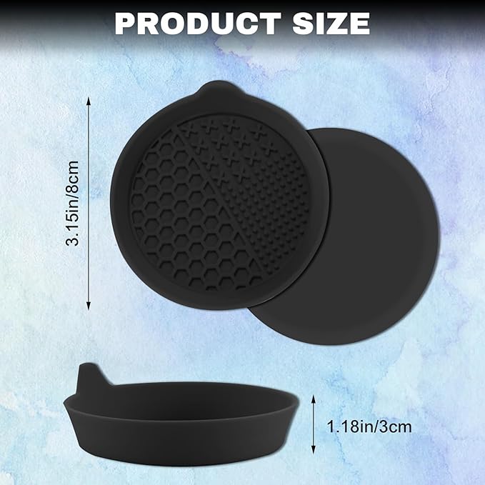 4PCS Car Cup Holder Coaster, Silicone Non-Slip Vehicle Insert Water Bottle Mat, Universal Insulation Drink Cup Pad Decor for SUV/Sedan/Truck, Automotive Interior Accessories (Black)