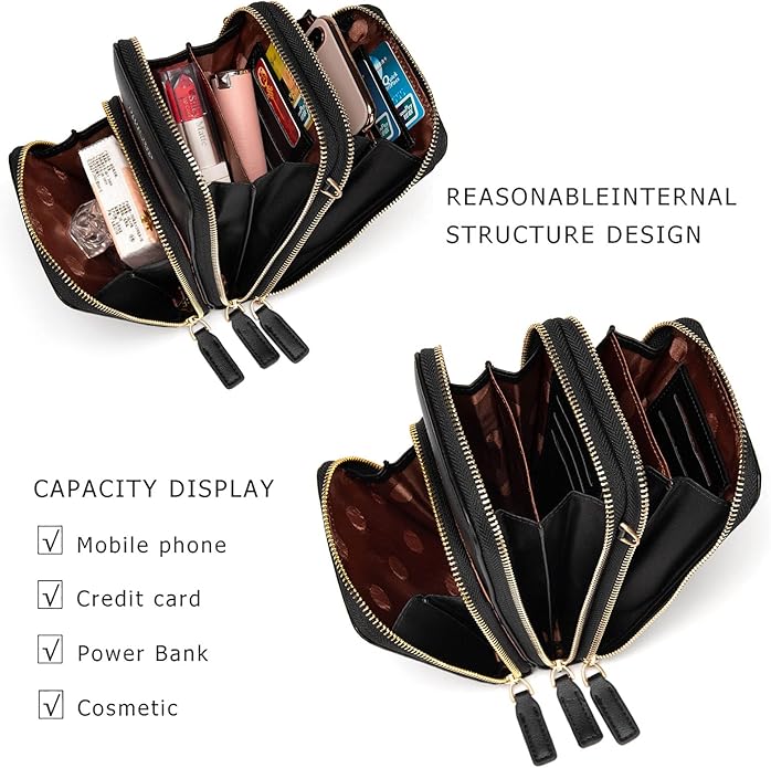 myfriday Small Leather Crossbody Bag for Women with Guitar Strap Mini Crossover Bags & Shoulder Purses with 2 Card Slots