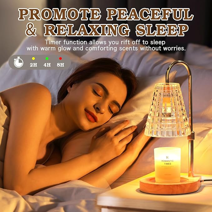 Candle Warmer Lamp with Timer, Glass Candle Lamp Warmer, Christmas Gifts for Women Mom Her, Dimmable & Adjustable Wax Warmer Lamp for Jar Candles, House Warming Gifts for New Home Decor