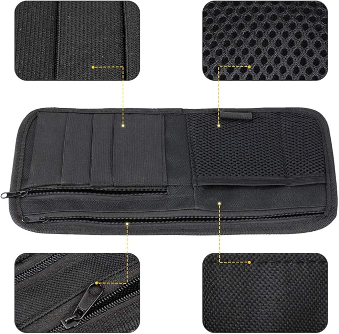 LIVANS Car Sun Visor Organizer, Vehicle Visor Storage Pouch, Auto CD and Glasses Holder, Interior Car Accessories for Credit Card and Registration Document, Fits Most Cars, SUVs, Jeeps, Trucks