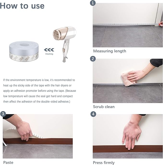 TAROSE Weather Stripping, Silicone Door Seal Strip Door, Window, 16 Feet Long, White (Width 45mm)