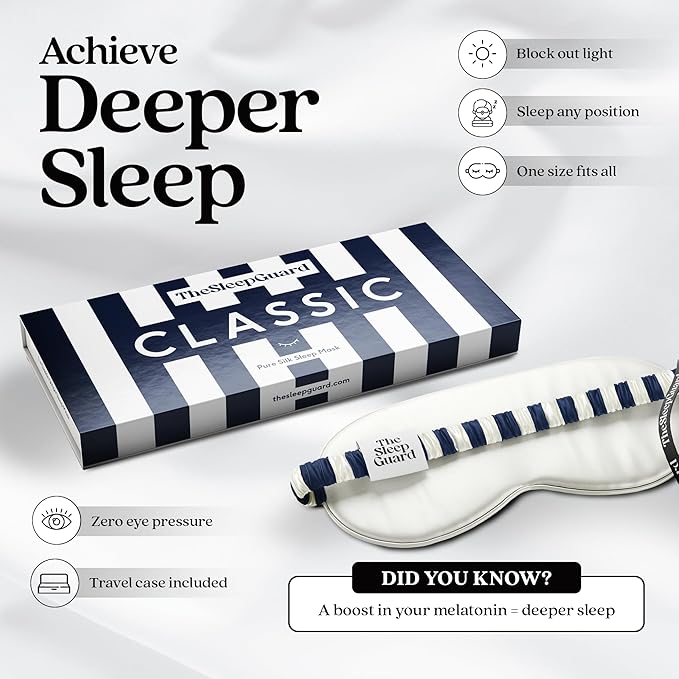 TheSleepGuard Pure Silk Sleep Mask [100% 6A Mulberry Silk, 22 Momme] Light Blocking Travel Essentials. Eye Masks for Sleeping. Black Oeko-Tex Blindfold. Eye Covers for Men & Women