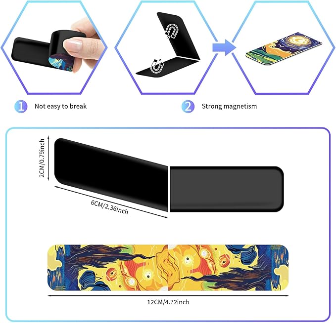 96 Pieces Magnetic Bookmarks Magnet Page Markers - Book Marks for Reading Women & Men with Storage Boxes - Cute Magnet Bookmark Clips for Reading Pleasure（Oil Painting）