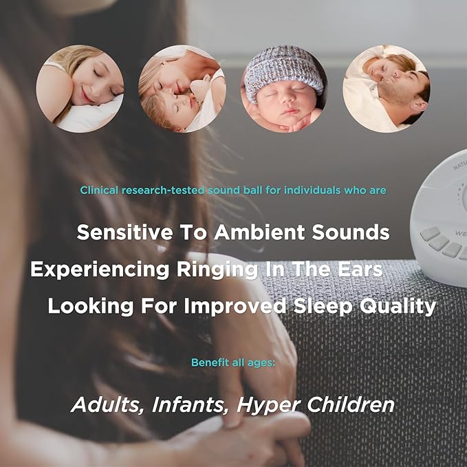 WELLCARE-Naturcare Sound Relaxation, White Noise, 7 Nature Sounds, Sleep Sound Machine, Calm Infants, for Baby, Kids, Adult. Stepless Volume, Timer, Powered by Adapter(Incl.) or Batteries(Not Incl.)