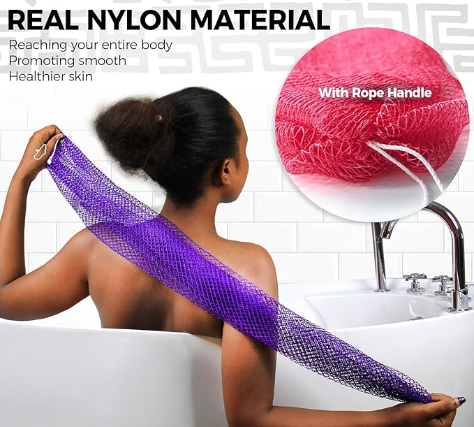African Net Sponge Authentic - 2 Pieces Loofah Exfoliating Body Scrubber Bath Sponge - Back Scrubber Washcloth for Shower - Real African Scrub Exfoliator Body Care Bathing Accessories for Women