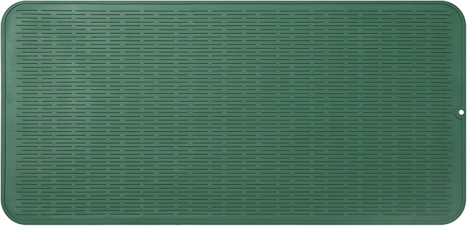 MicoYang Silicone Dish Drying Mat for Multiple Usage,Easy clean,Eco-friendly,Heat-resistant Silicone Mat for Kitchen Counter or Sink,Refrigerator or Drawer Liner Green 5XL 36inches x 18inches
