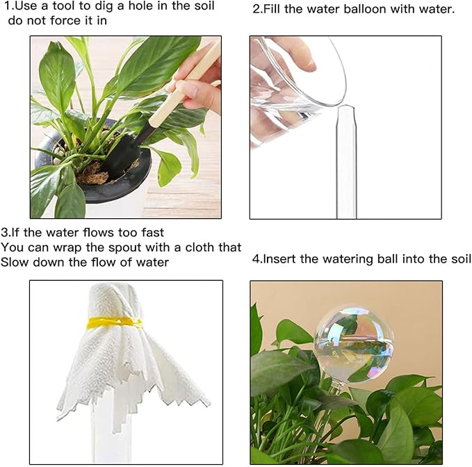 Vividaire Glass Plant Watering Globes, Water Plants While Away Slow Self Watering Planter Insert Bulbs for Outdoor Indoor Plants, Vacation Plant Watering System Devices (Iridescent Medium 2-Pack)