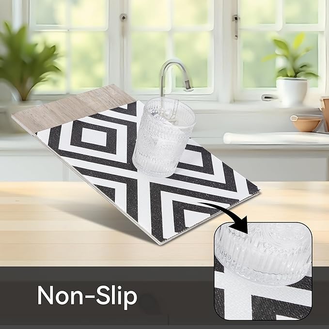 FIFTY FEET 12"x120" Non-Adhesive Shelf Liner for Kitchen Cabinets and Drawers, Washable Non-Slip PVC Cabinet Liner (Black Plaid)(10 Roll)