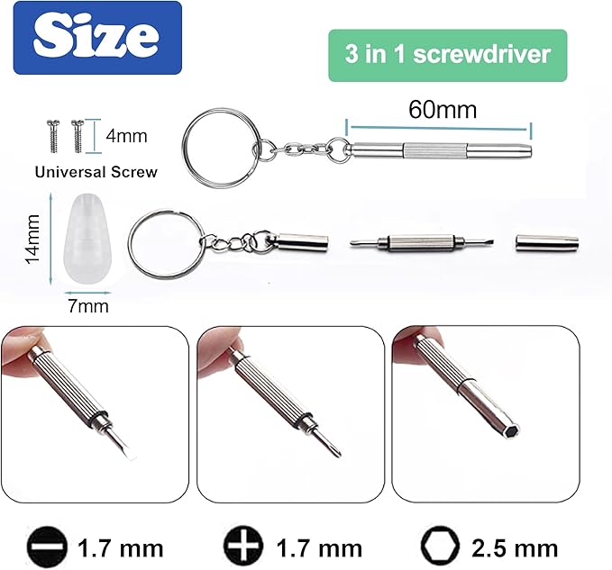 Eyeglasses Nose Pads, 5 Pairs Soft Silicone Air Chamber Glasses Nose Pads Replacement Kit, 3 in 1 Mini Screwdriver Glasses Repair Kit with Screws, Nose Piece/Nose Pads for Glasses Sunglasses