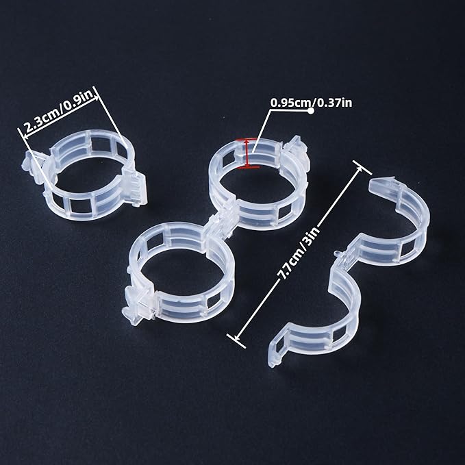 CIQIYO 100 Pcs Plant Support Clips,Plastic Clips for Securing Plants,Tomato Vine Clips,Plant Fixing Clips,Garden Clips for Climbing Plants,Grape and Vine Vegetables (100, White)
