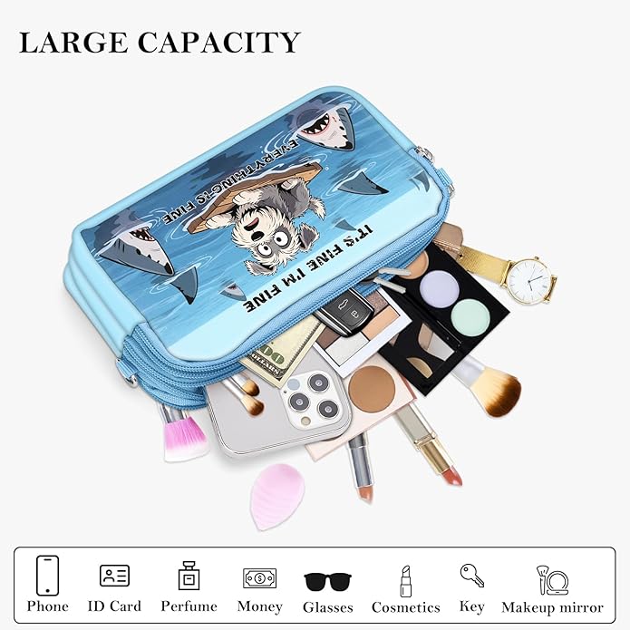 BIAOTIE Wristlet Purses for Women, Nylon Small Crossbody Bags with Adjustable Strap 3 Zipper Wristlet Wallet Phone Organizer