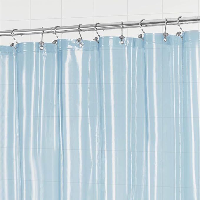 Barossa Design Clear Blue Long Shower Curtain Liner 78" Height - 3 Magnets & Waterproof Lightweight PEVA Shower Liner for Bath Tub, PVC Free, Metal Grommets, Clear Blue, 72x78