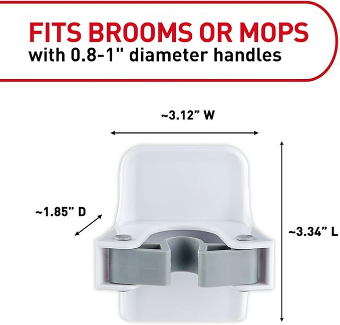 Command Broom and Mop Gripper, 3-Pack, Organize Damage-Free