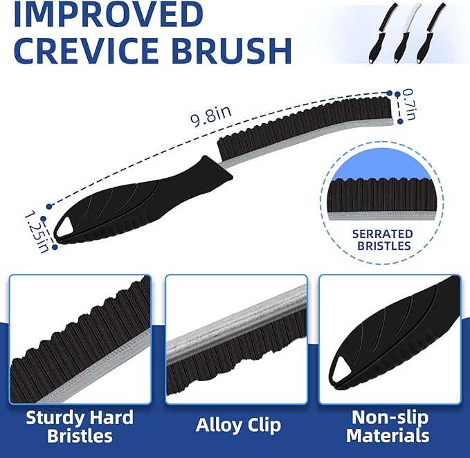Magiware New Serrated Crevice Cleaning Brush, Hard Bristle Cleaning Tools for Household Use, Multifunctional Gap Cleaner Supplies for Kitchen, Bathroom,Toilet, Faucets, Grout, Car, Home Essentials